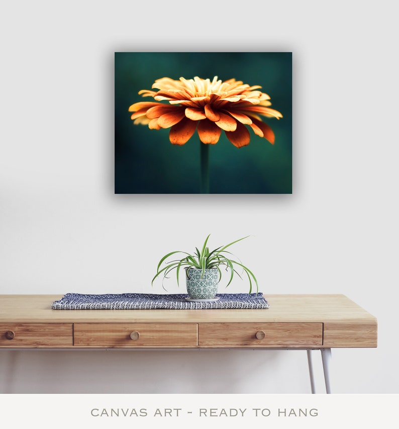 Burnt Orange Wall Art Canvas Prints Teal Pictures Flower Etsy