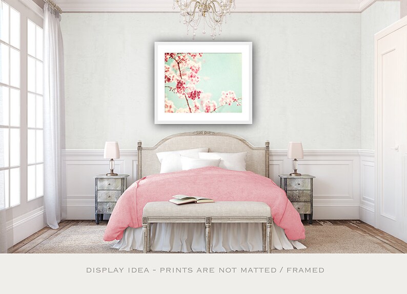 Mint Wall Art Pink Flower Photography Shabby Chic Wall Art Etsy