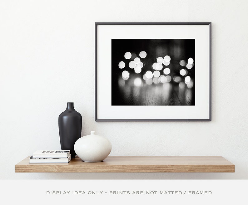 Black and White Large Abstract Art Above Couch Wall Decor, Teen Girl Wall Art, Sparkly Photography, Modern Home Decor, Dark Sparkle Lights image 5