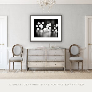 Black and White Large Abstract Art Above Couch Wall Decor, Teen Girl Wall Art, Sparkly Photography, Modern Home Decor, Dark Sparkle Lights image 4