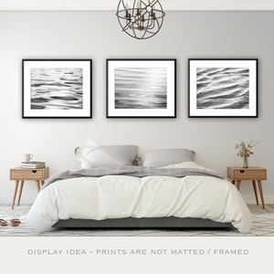 Black and White Photo Set Three Water Photographs, abstract ocean ripples grey gray sea beach print set coastal wall art 11x14, 8x10, 5x7 image 4