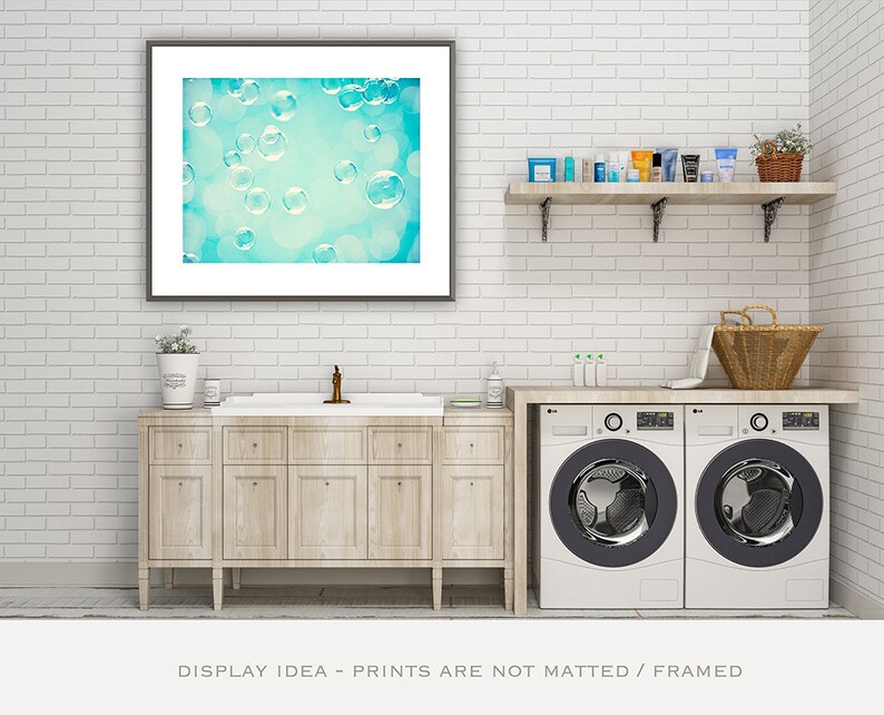 Bathroom Photography, soap bubble laundry photo aqua blue turquoise teal bath decor nursery wall art print, 8x10 Photograph, Scrub-a-Dub image 4
