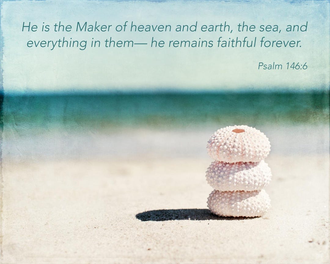 Beach Scripture Wall Print - Ocean Bible Verse Photo Art - Peaceful God ...