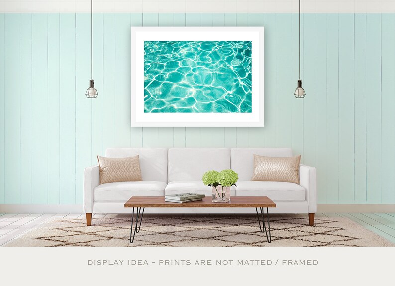 Pool Water Photography, turquoise ocean art print, aqua blue water ripples photo, beach summer sea picture, bathroom wall art, Poolside image 4