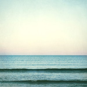 Ocean Photography, Mint Beach Decor, Teal Ocean Landscape, Beach Photography, Turquoise Wall Art, Sea Photography, Ocean Horizon Picture Print