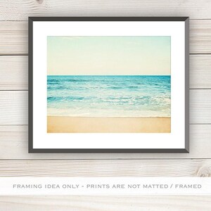 Ocean Wall Art Photography Print or Canvas, Aqua Blue Cream, Calming Beach Wall Art, Horizontal Picture, Large 24x36 Photograph Bedroom Art zdjęcie 7