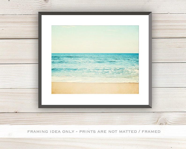 Ocean Wall Art Photography Print or Canvas, Aqua Blue Cream, Calming Beach Wall Art, Horizontal Picture, Large 24x36 Photograph Bedroom Art zdjęcie 7