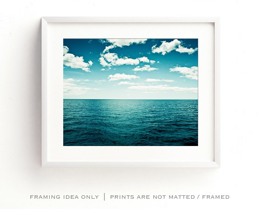 Dark Teal Pictures Ocean Print - Coastal Beach Decor, Seascape