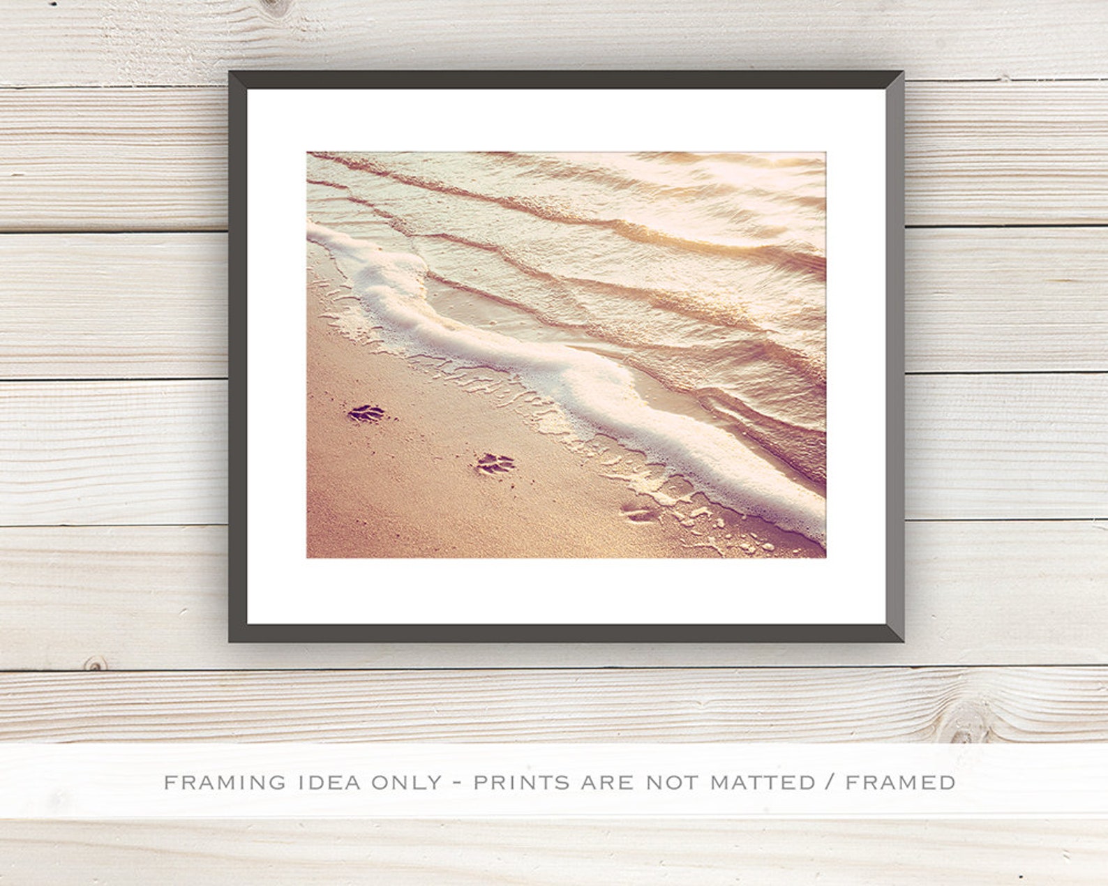 Dog Beach Art Paw Prints Decor Dog Lover Gift Coastal Wall Etsy