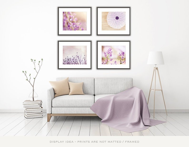 Light Purple Wall Art Set Nature Photography Floral Flower Lavender Pictures Nursery Decor Baby Girls Room Pale Branches Botanical Photos