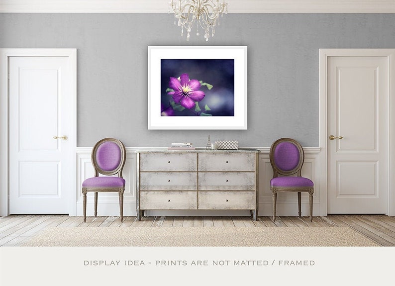 Dark Purple Flower Picture Indigo Art Print, Navy Wall Art, Large Nature Print, Fine Art Photography, Girls Bedroom Decor, Floral Photo image 1