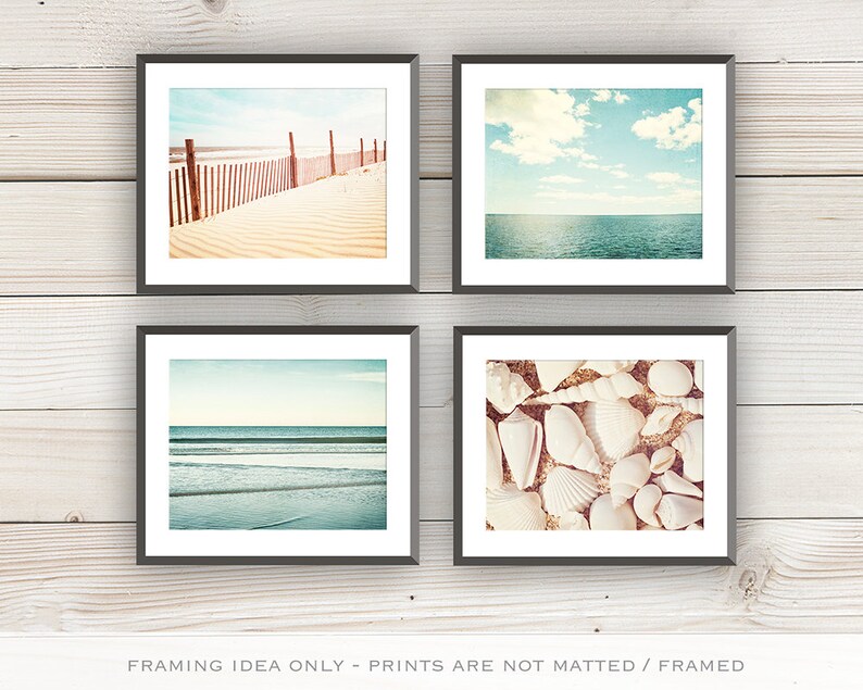 Coastal Wall Art Set of Four Prints Beach House Gallery Wall Etsy