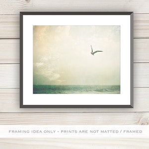 Coastal Artwork Seagull Print, Beach Home Decor, Beach Pictures, Coastal Cottage Decor, Light Green Beige image 5