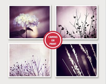 Purple Floral Photo Set - Violet Botanical Wall Art Prints (Set of 4)