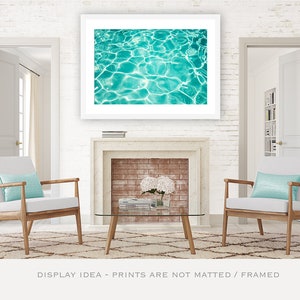 Pool Water Photography, turquoise ocean art print, aqua blue water ripples photo, beach summer sea picture, bathroom wall art, Poolside image 3