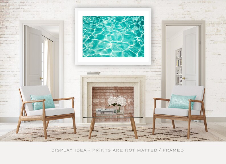 Pool Water Photography, turquoise ocean art print, aqua blue water ripples photo, beach summer sea picture, bathroom wall art, Poolside image 3