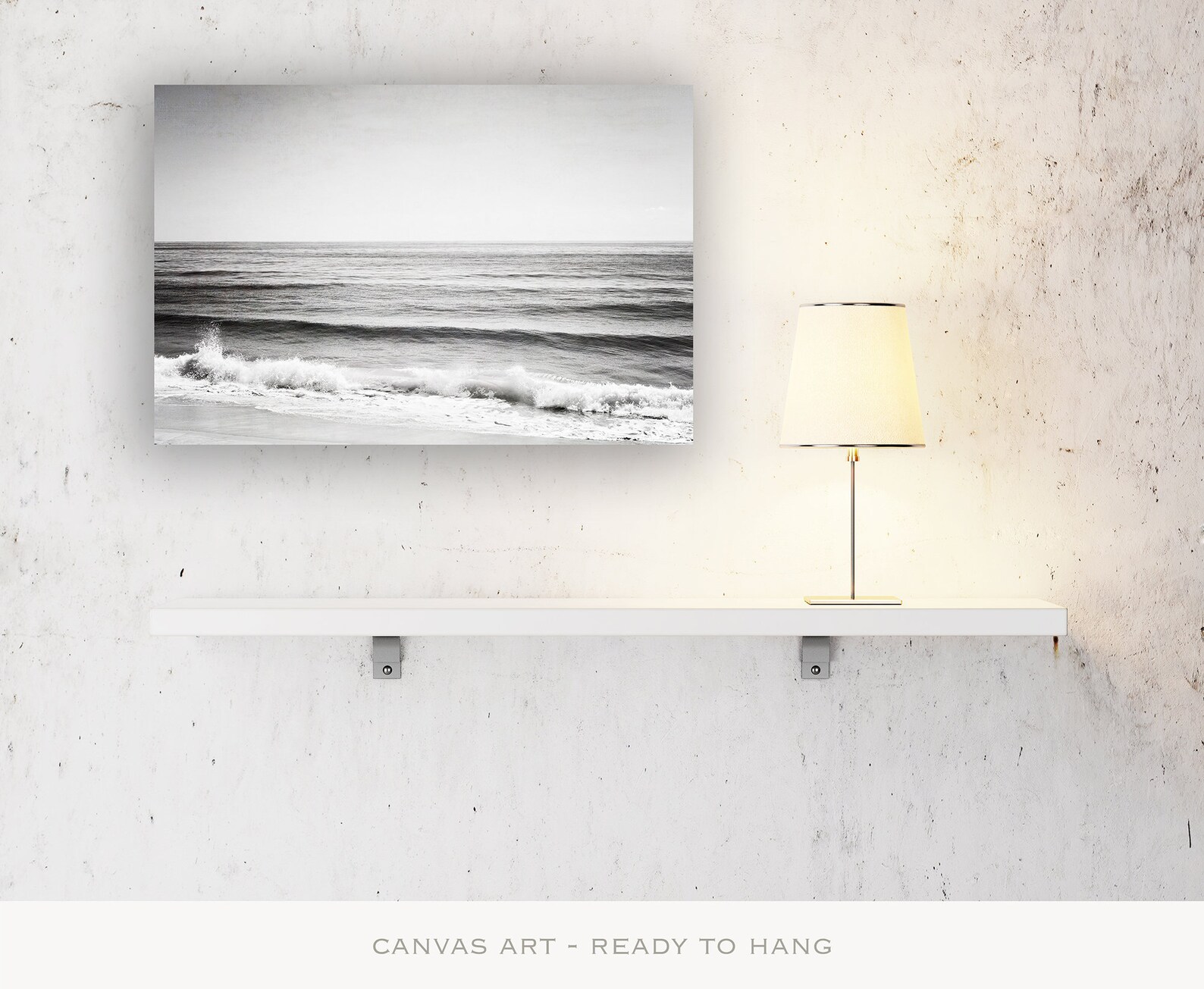 Black and White Ocean Canvas Art Modern Coastal Decor Wave Etsy