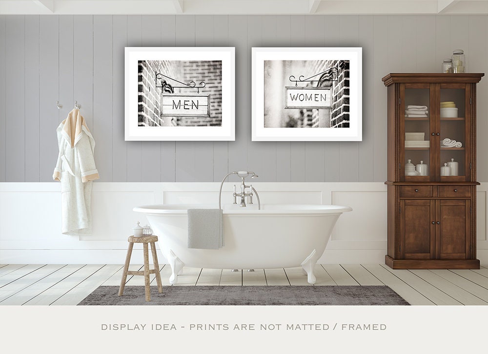 Bathroom Photography Set Women Men Sign - What Kind Of Wall Art For Bathroom