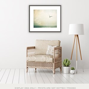 Coastal Artwork Seagull Print, Beach Home Decor, Beach Pictures, Coastal Cottage Decor, Light Green Beige image 3