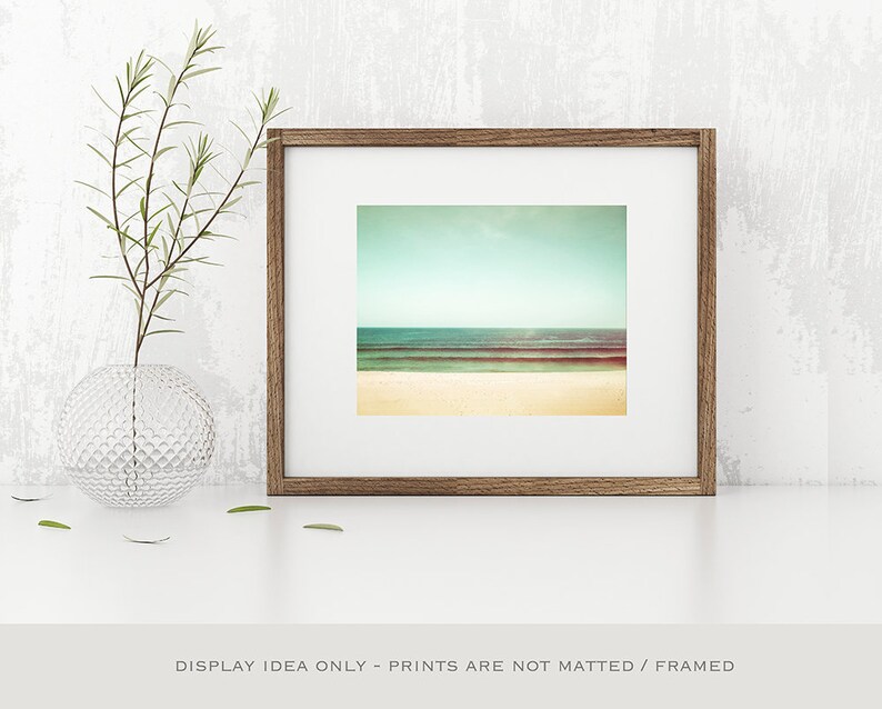 Mint Green Wall Art Ocean Print Beach Artwork, Coastal Cottage Decor, Pastel Beach Print, Beach House Gift, Sea Horizon Photo image 5