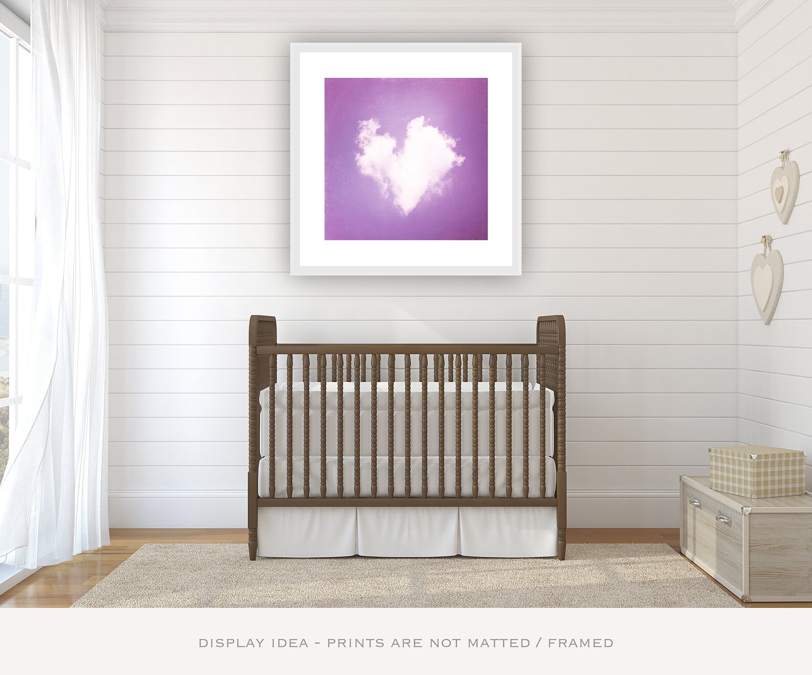 Purple Nursery Wall Art Heart Print Girls Bedroom Decor Etsy
