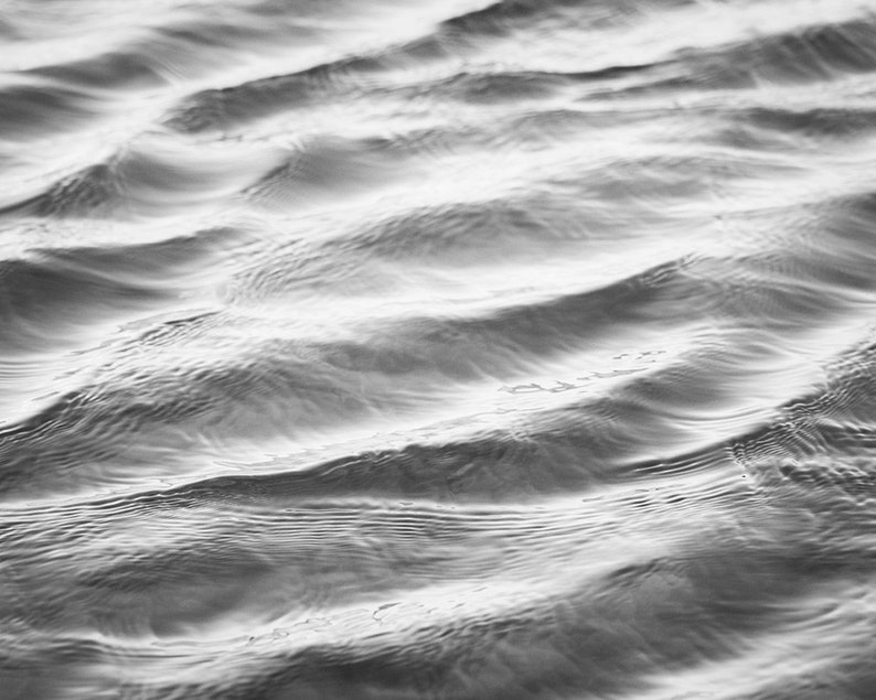 Black and White Photo Set Three Water Photographs, abstract ocean ripples grey gray sea beach print set coastal wall art 11x14, 8x10, 5x7 image 7
