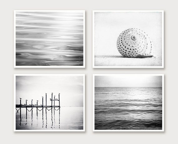 Schwarz Weiss Fotografie Set Vier Kustenfotos 4 Strand Etsy