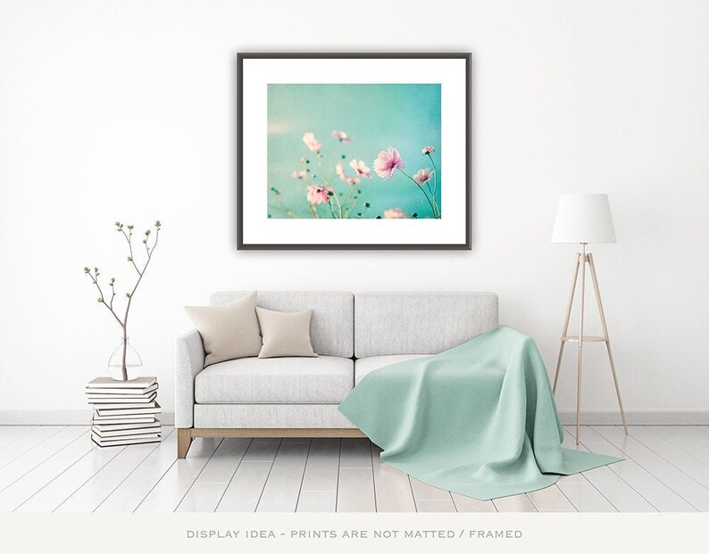 Flower Photography aqua blue pink wall art floral photo pastel decor pale spring nature print white teal 8x10 Photograph, Beauty Upon Us image 1