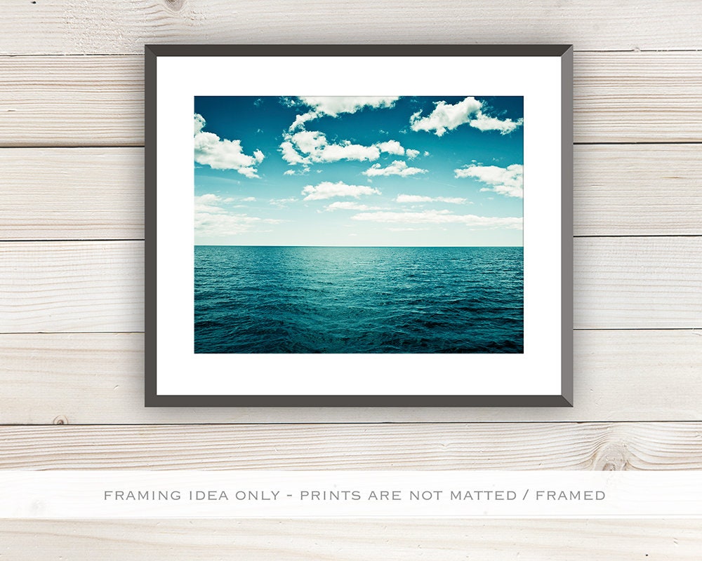 Dark Teal Pictures Ocean Print - Coastal Beach Decor, Seascape