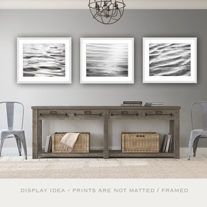 Black and White Photo Set Three Water Photographs, abstract ocean ripples grey gray sea beach print set coastal wall art 11x14, 8x10, 5x7 image 3