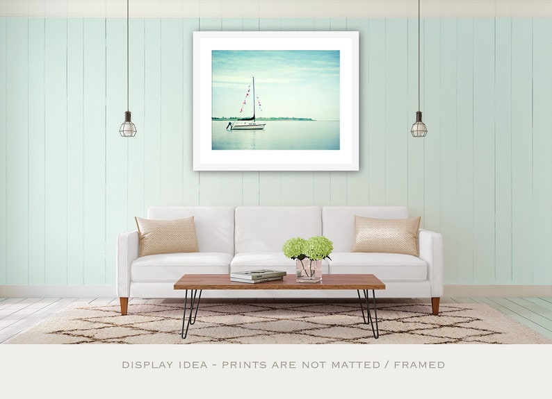 Sailboat Print, Sailing Photo, Nautical Nursery, Coastal Artwork, Beach Decor Wall Art, Light Blue Prints, Office Wall Art Beach House Decor image 4