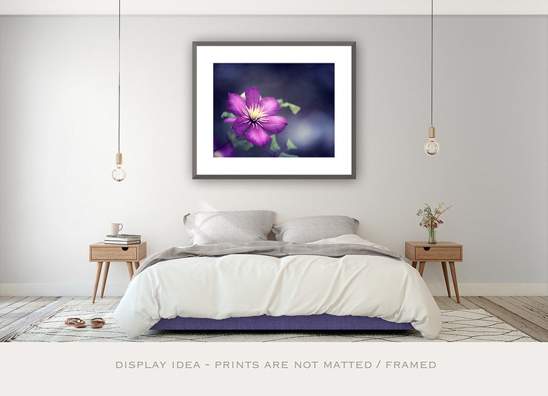 Dark Purple Flower Picture Indigo Art Print, Navy Wall Art, Large Nature Print, Fine Art Photography, Girls Bedroom Decor, Floral Photo image 4