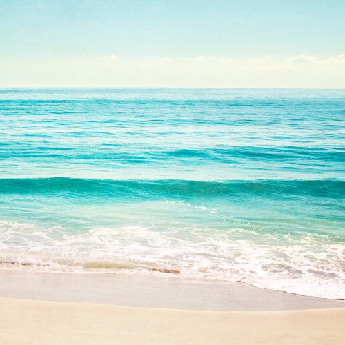 Coral, Turquoise Canvas Wrap - Teal Orange Flower Mint Peach