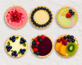 6pc Custom Ceramic Tart Wall Art: Handmade Foodie Home Decor