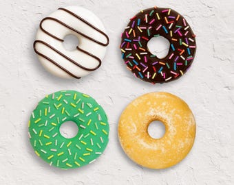 4pc Custom Ceramic Donut Wall Art: Handmade Foodie Decor