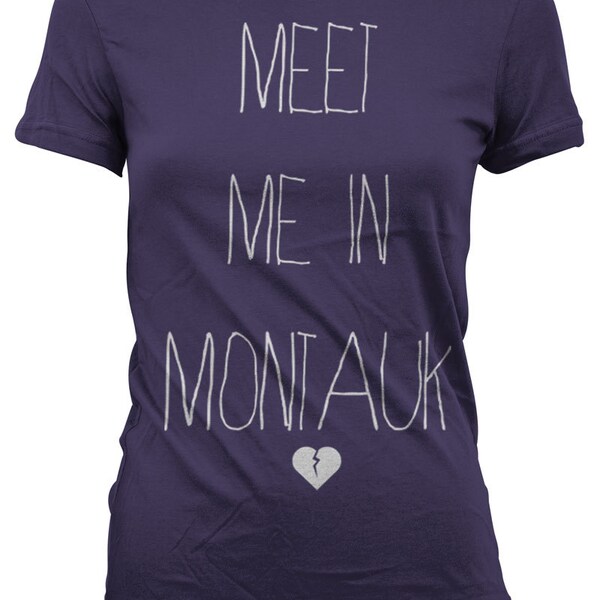 Frauen-TShirt - Eternal Sunshine - Triff mich in Montauk - Aubergine lila Typografie-t-shirt