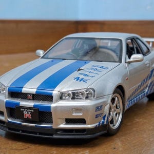 Nissan Skyline GT-R R34 Diecast-modell, JDM-bilreplika i skala 1:24