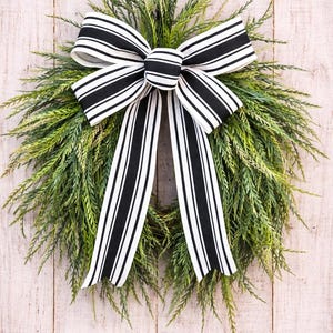 Farmhouse black and white bow, wreath bow