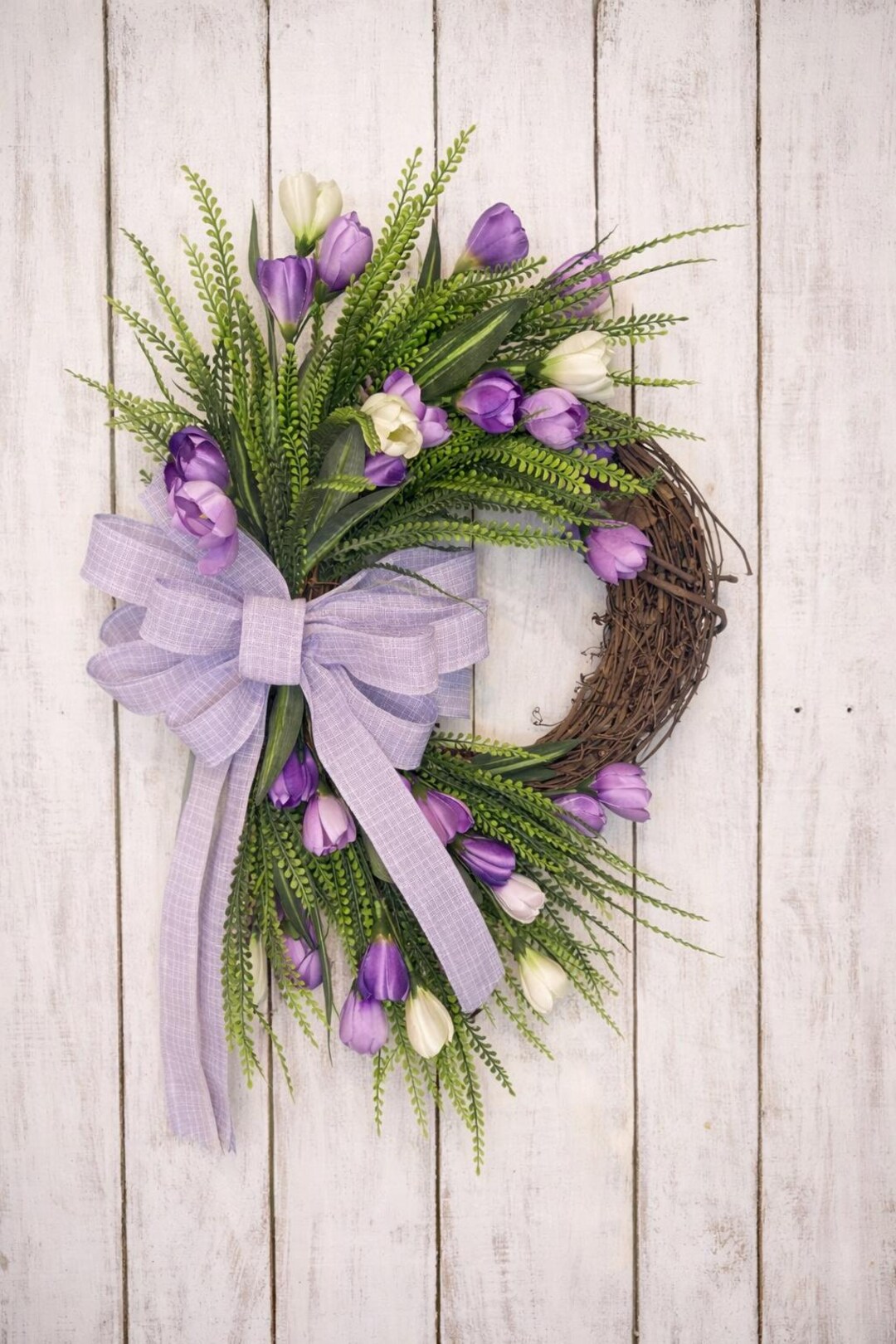 Purple Spring Wreath. Tulip Front Door Decor - Etsy