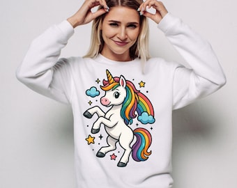 Rainbow Unicorn PNG, Clipart Kids T-Shirt Design (Digital Download), For girls