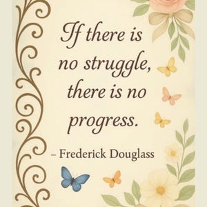 No Struggle No Progress Quote Print, Resilience Floral Wall Art, Keep Going Inspirational Printable, Motivational