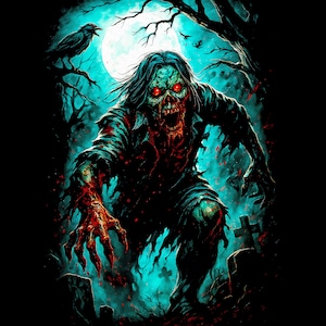 Pacchetto di oltre 140 disegni horror a mezzatinta per DTF DTG, design a mezzatinta per magliette di Halloween, formati A2, A3, A4 (opere originali) immagine 10