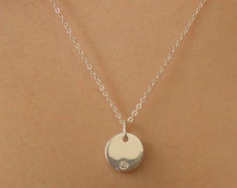 Chunky Sterling Silver Coin Necklace, Tiny Silver Disc Medallion Pendant Necklace, Silver Necklace for Women, Long Gold Layered Necklace