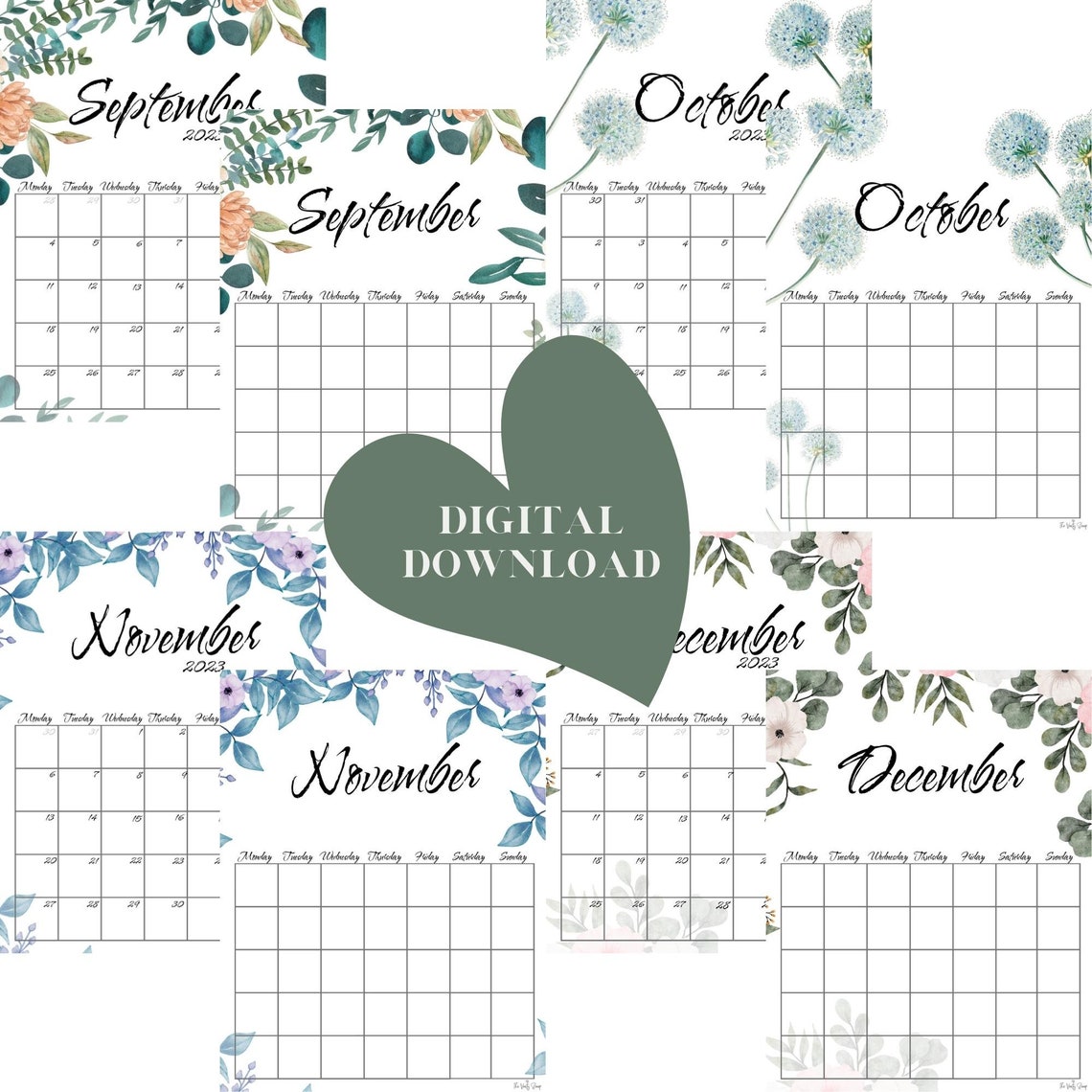 16 Month Calendar 2022/2023 ⁕ Digital Download Printable Monthly ...