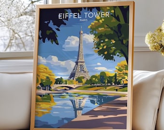 Eiffel Tower, Paris Wall Print – Eiffel Tower Travel Poster, Paris Wall Art Decor