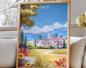 Muurkunst Toscane, Italië – Reiskunst Toscane: levendig landschap, Italië