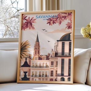 ジョージア州サバンナのアートポスター – サバンナ・トラベル・アート：ジョージア州の歴史的建築