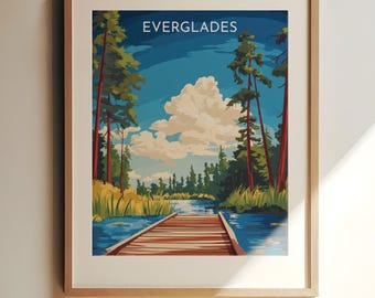 Everglades, National Park Travel Print – Everglades Travel Art Poster - Serene National Park Landscape