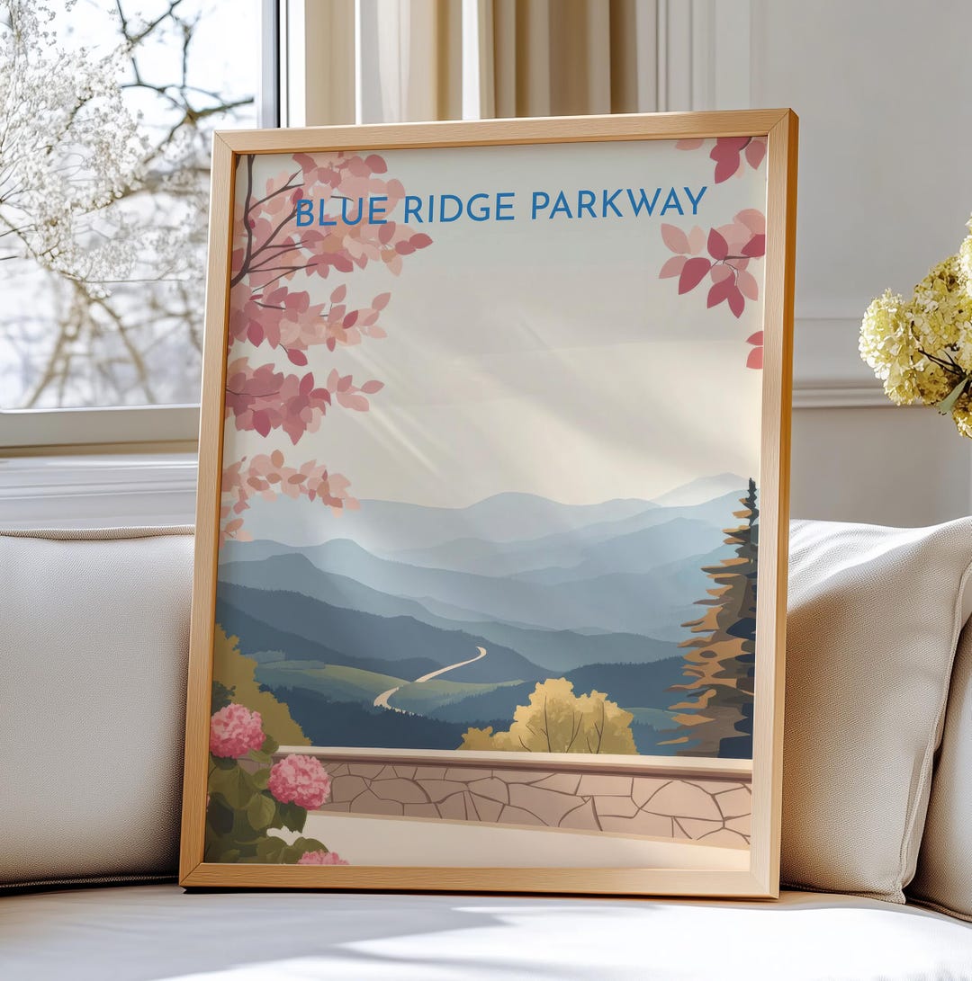 Blue Ridge Parkway, USA Travel Poster – Blue Ridge Parkway Travel Art ...