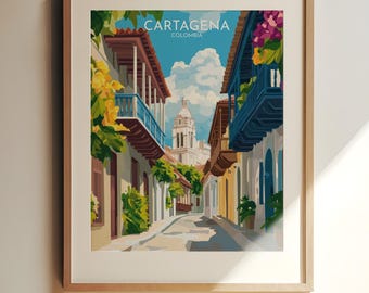 Cartagena, Colombia Travel Art – Cartagena Wall Print Historic Streets Poster, Colombia Printable Wall Decor